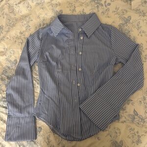 Blue Striped Button-Front Shirt